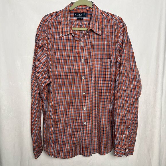 Ralph Lauren Custom Fit Men’s Button Up Plaid Shirt Long Sleeve 18 XXL - Picture 1 of 6